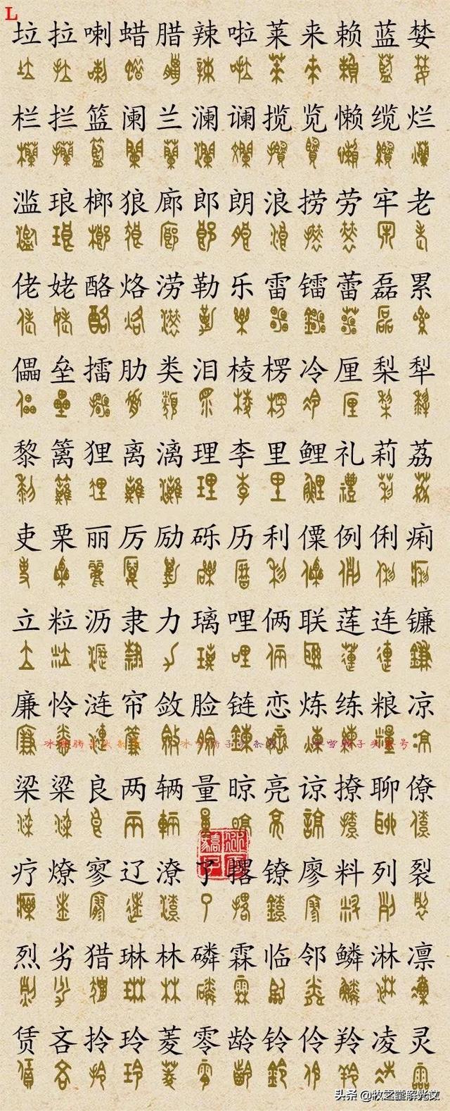 700個金文大篆楷書對照表"
