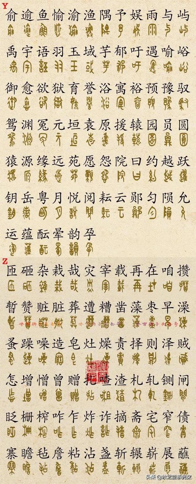 700個金文大篆楷書對照表"