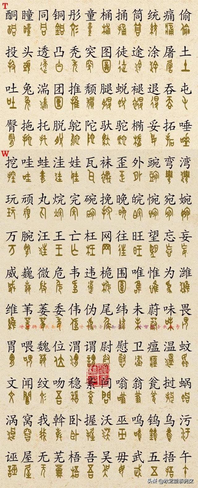 700個金文大篆楷書對照表"