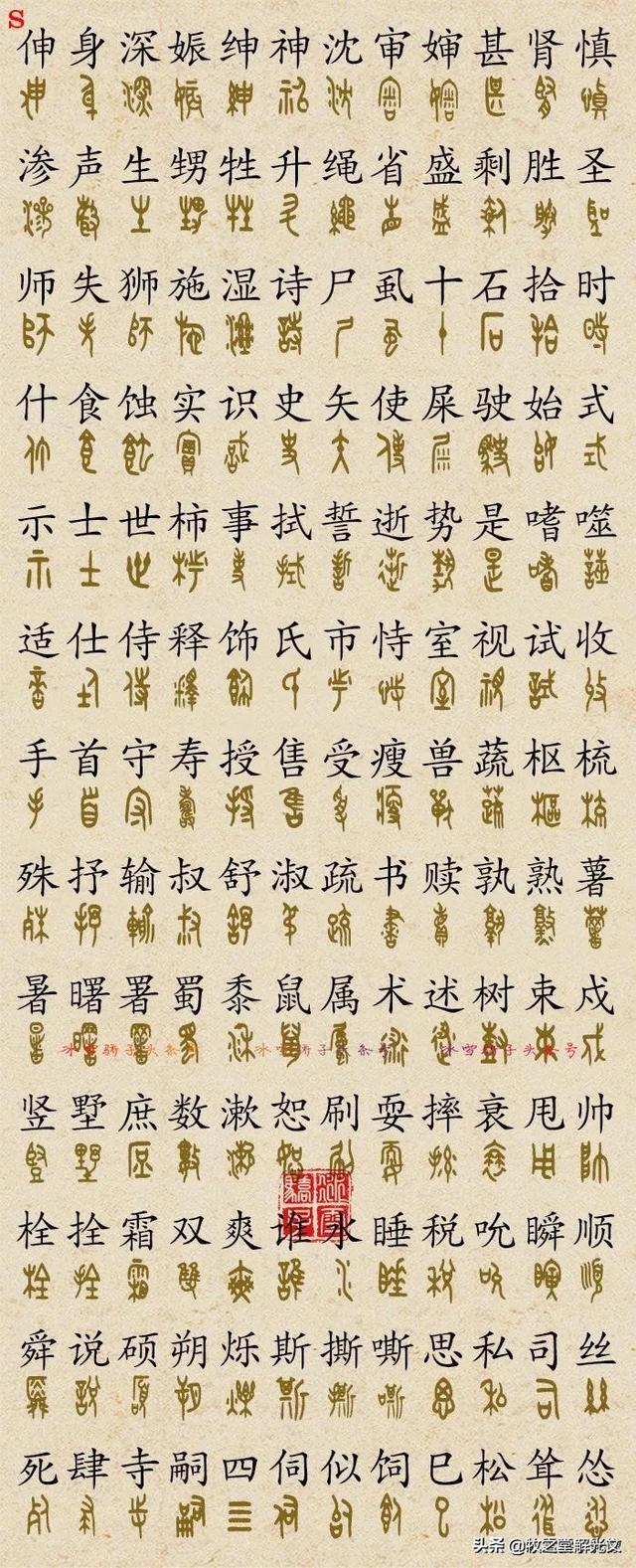 700個金文大篆楷書對照表"