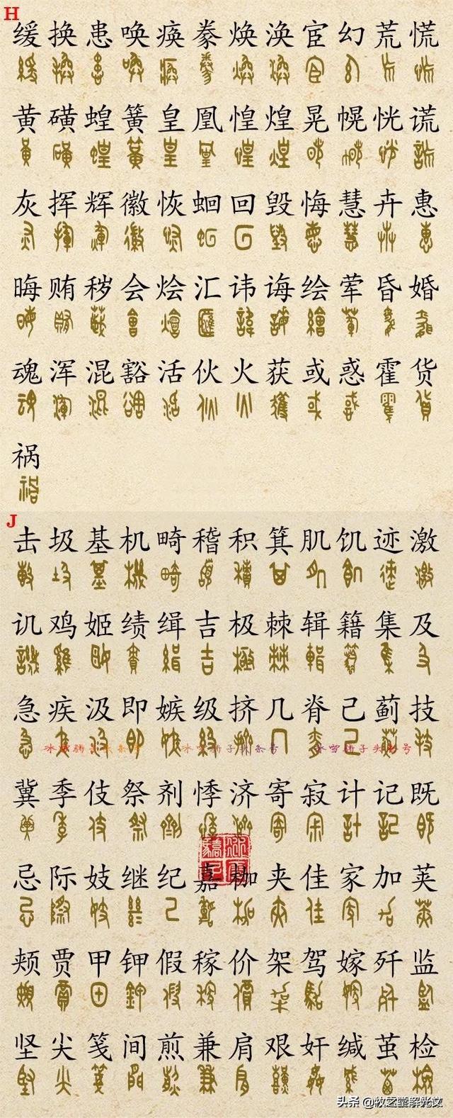 700個金文大篆楷書對照表"
