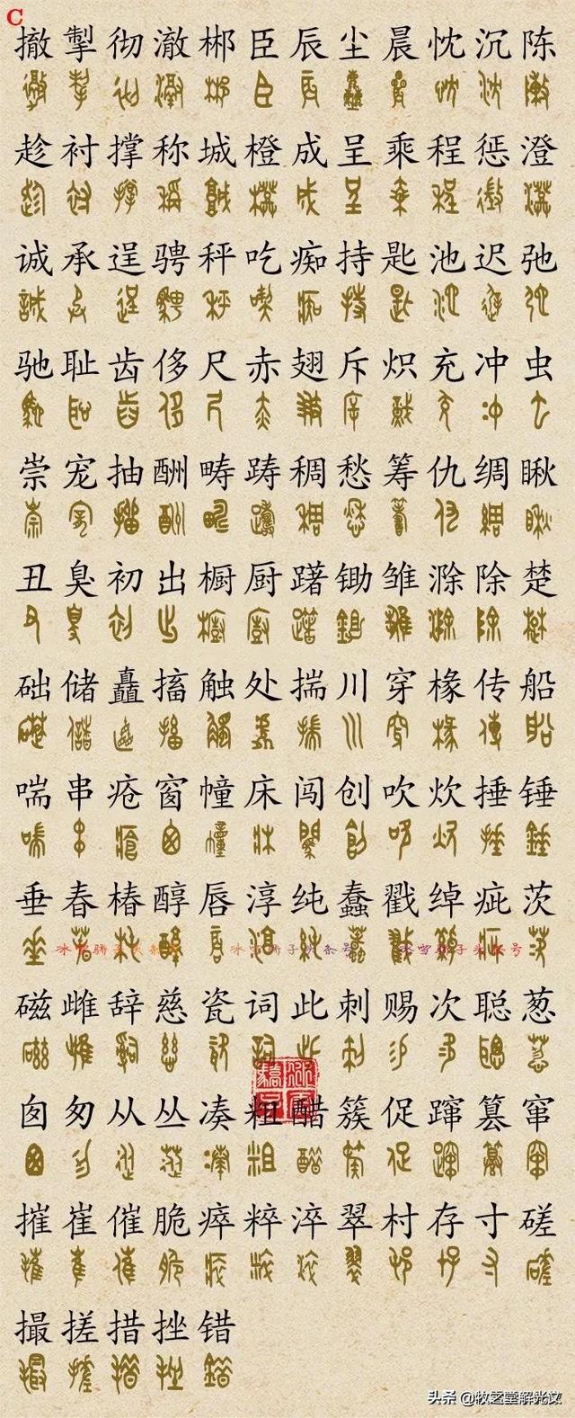 700個金文大篆楷書對照表"